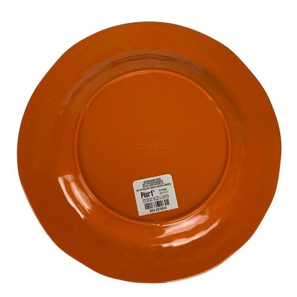Pier 1 Carmelo Salad Luncheon Plates Set of 4 Orange Crackle Melamine Rustic - Picture 4 of 6